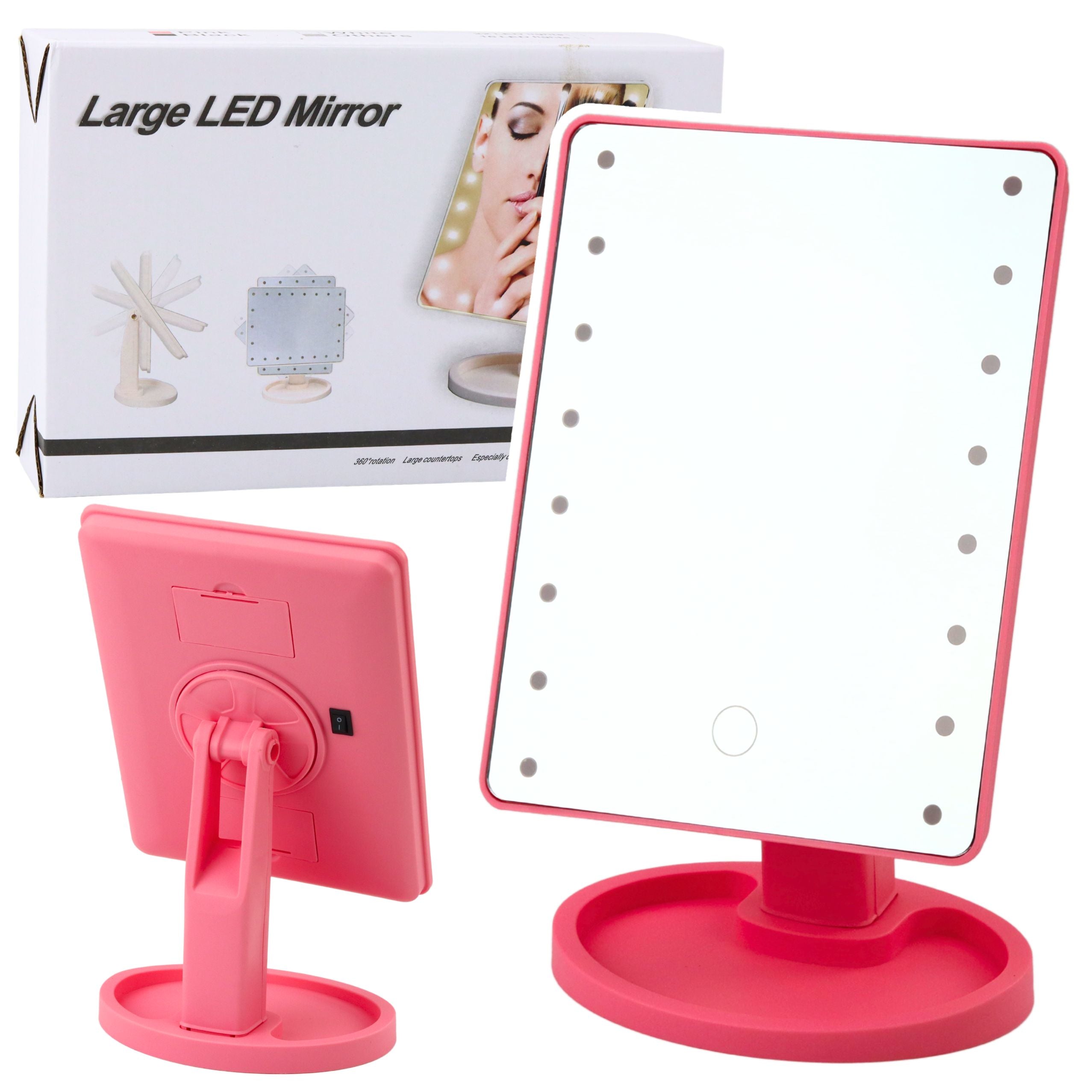 Cosmetic Mirror 16 Led Diodes With Stand Adjustable Pink