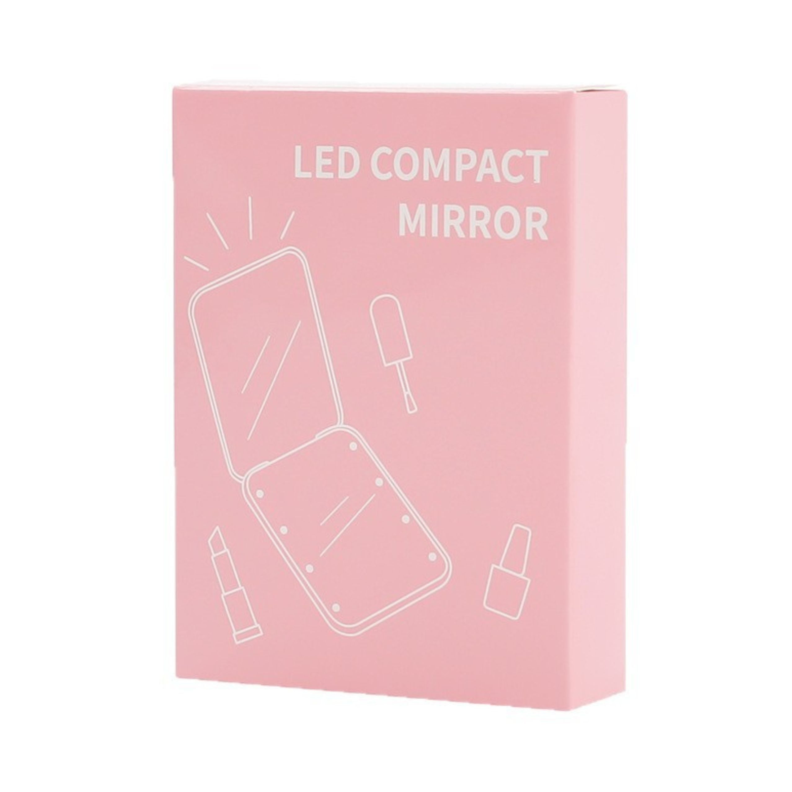 Pocket Makeup Mirror With Led Lights Pink