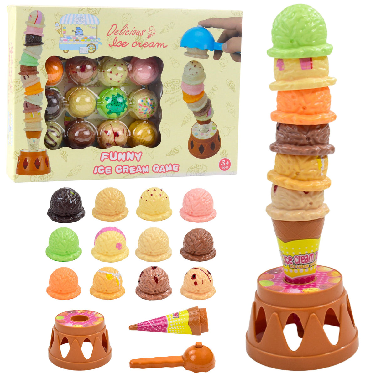 Ice Cream Tower Arcade Game Colorful Knobs 17 Pcs.