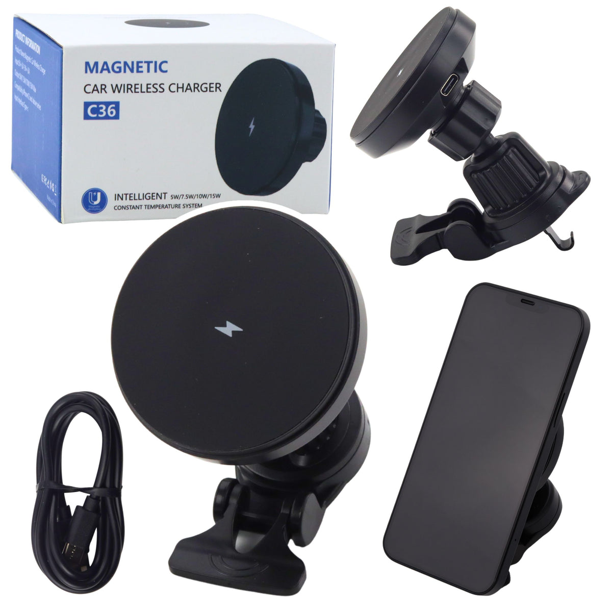 Magnetic Car Holder With 15w Inductive Charger