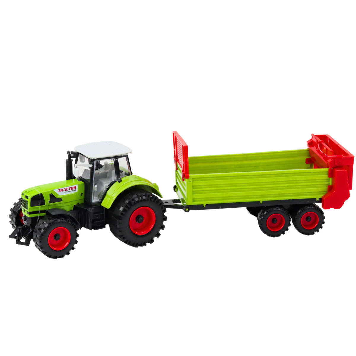 Tractor With Trailer Friction Drive Opening Hood Doors Green