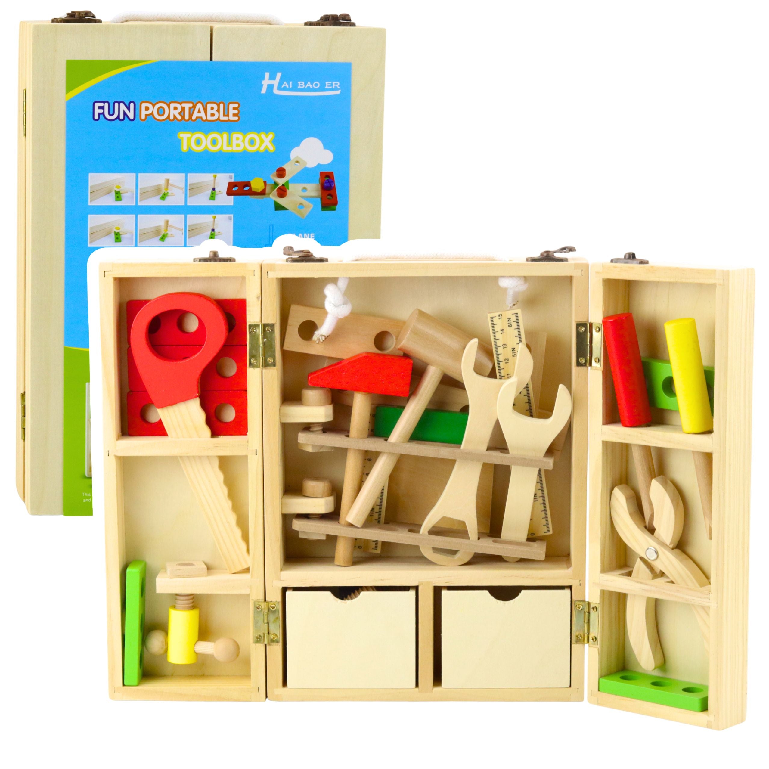 Little Handyman's Set Wooden Tool Box 35 Pcs.