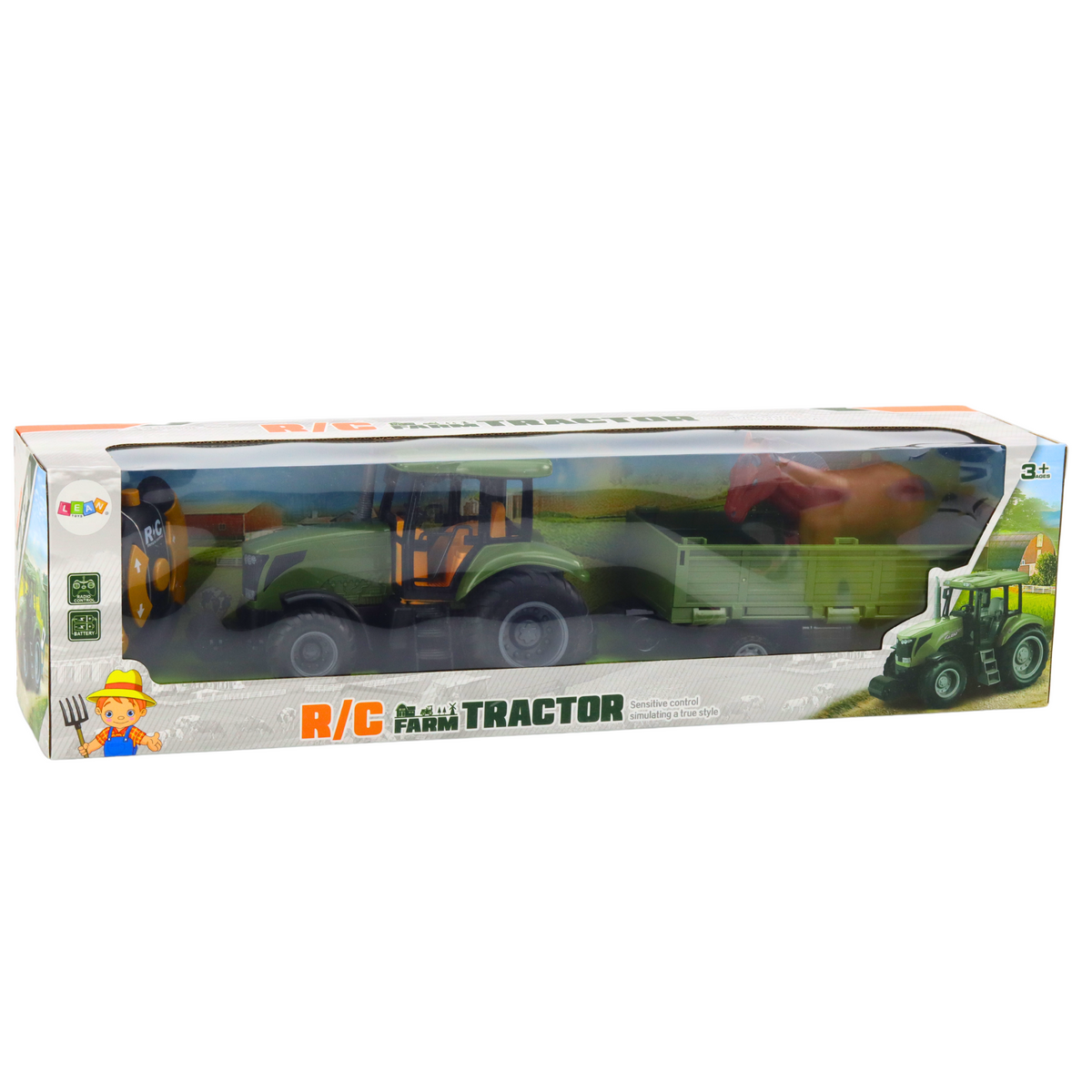Rc Remote Controlled Tractor With Trailer And Horse Set