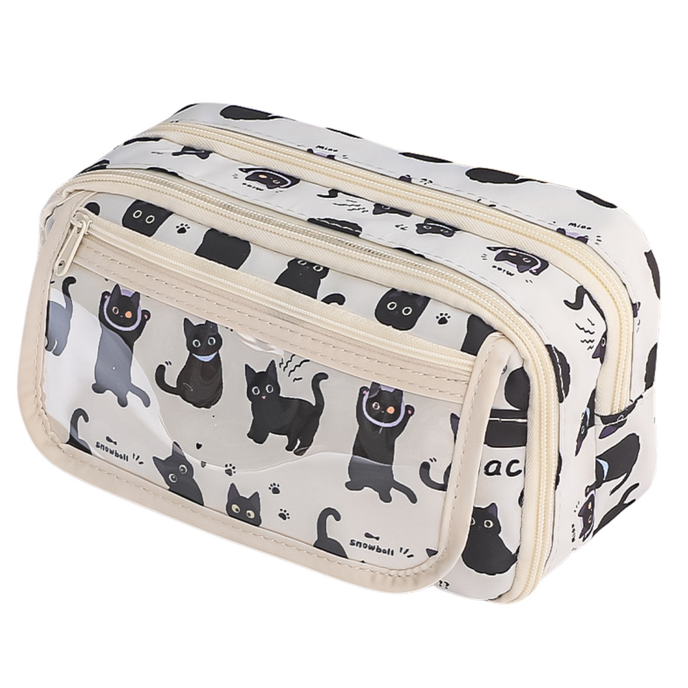 Pencil Case School Kit Black Cats White 21cm