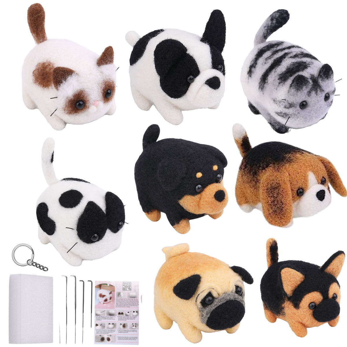 Diy Felting Kit - Worsted Wool Dog Cat Mix