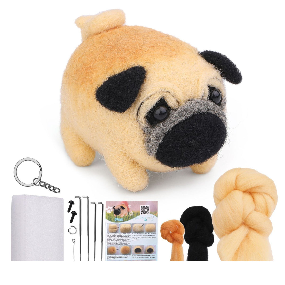Diy Felting Kit - Worsted Wool Dog Cat Mix
