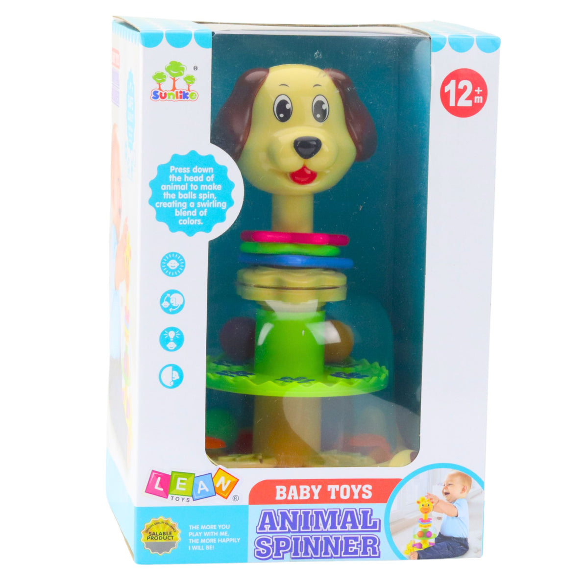 Interactive Spinning Top For Toddlers Dog Colorful Balls