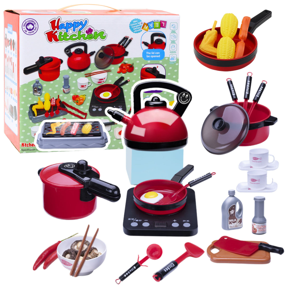 Kitchen Set Pots Food Battery Operated Hob Accessories 36 Pcs