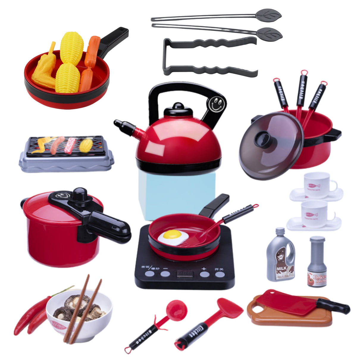 Kitchen Set Pots Food Battery Operated Hob Accessories 36 Pcs