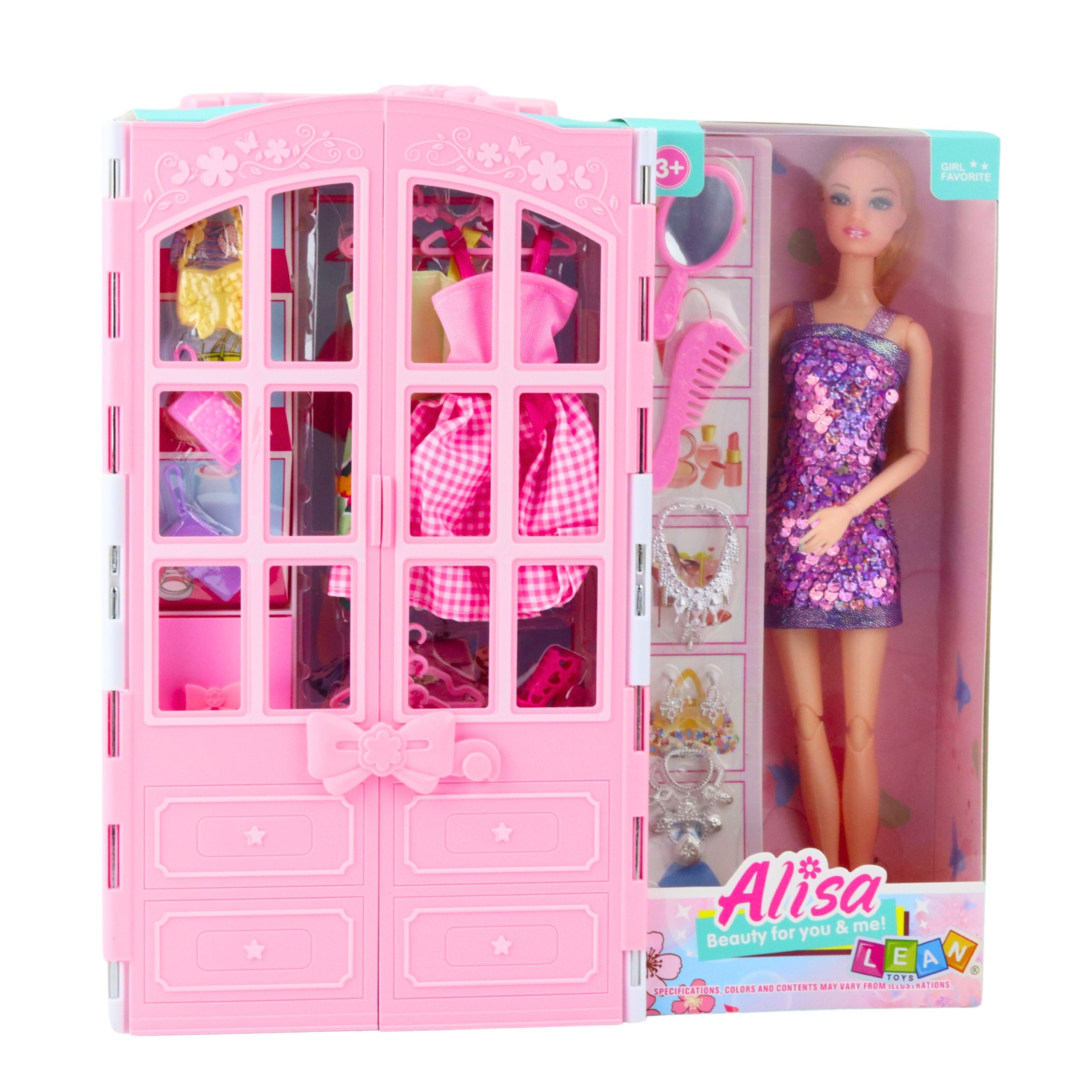 Doll Set With Wardrobe Accessories Clothes Fashion Dress Up For Girls