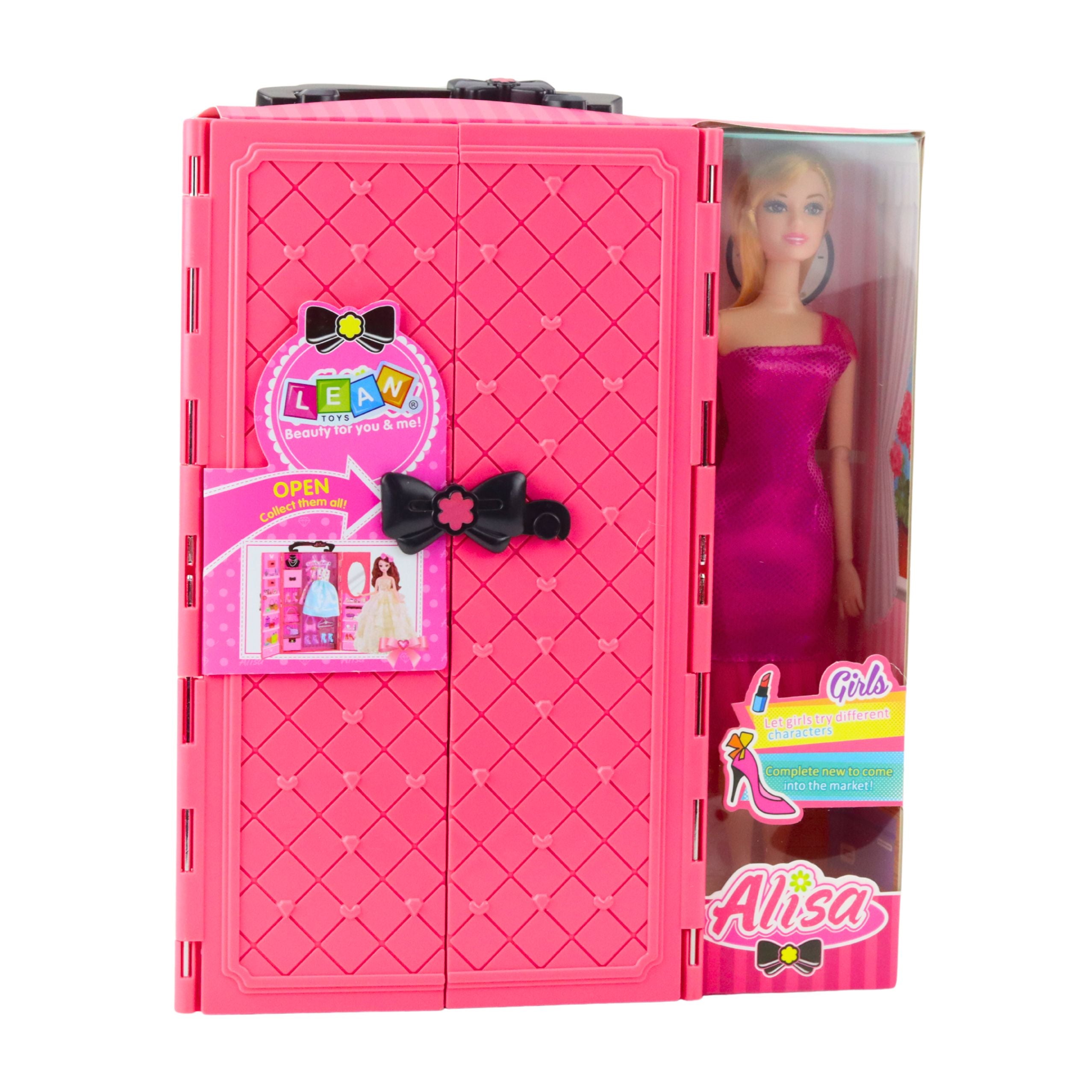 Doll With Wardrobe Accessories Pink Clothes Fashion Dress Up Set