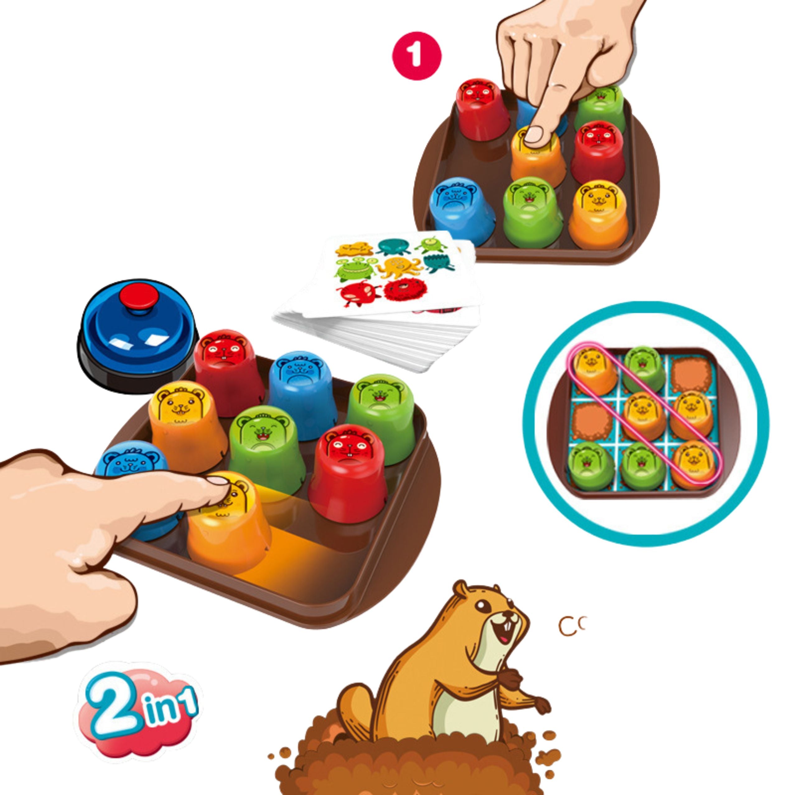 2in1 Mole Maze Skill Game Fast Cups Tic Tac Toe