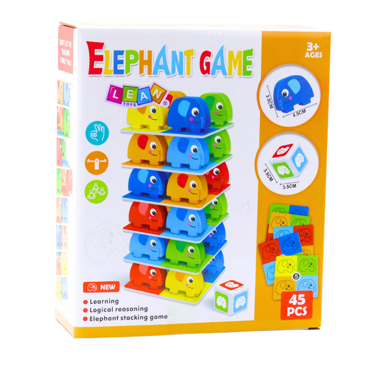 Family Arcade Game Elephant Tower Stacking 45 Pcs.