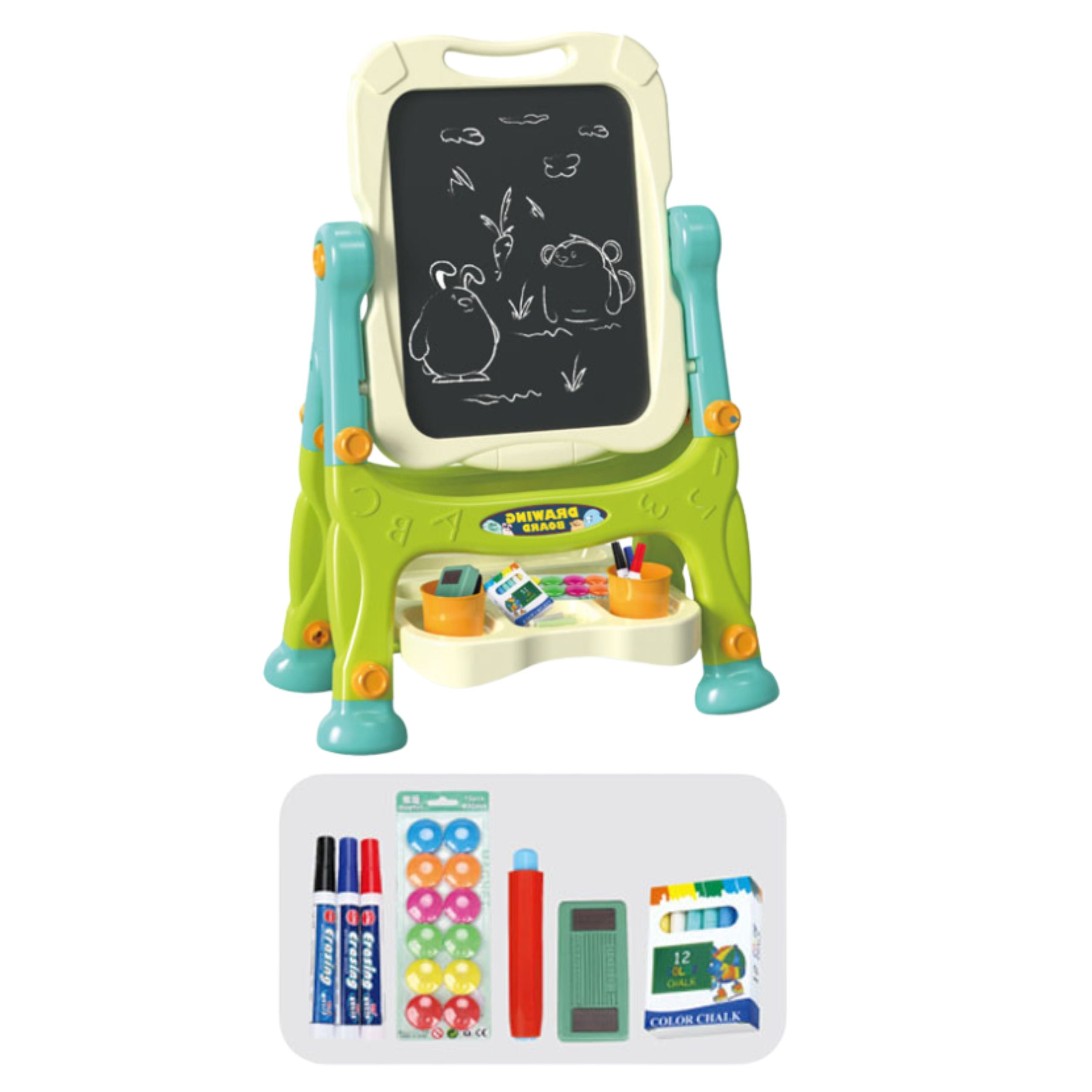 Double-sided Educational Board For Frames And Accessories Green 3-in-1