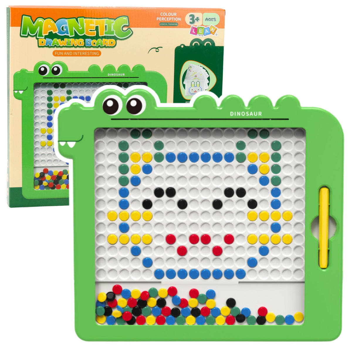 Mágneses tábla puzzle mozaik dinoszaurusz zöld kártyák 20 minta