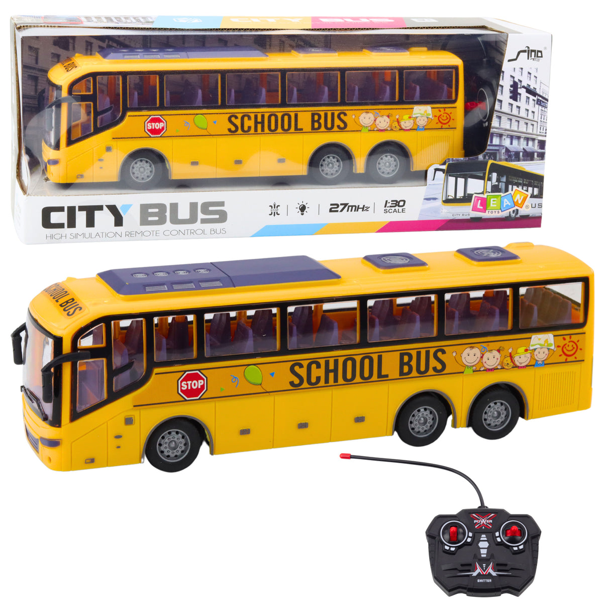 Rc School Bus 1:30 Remote Controlled Lights Yellow