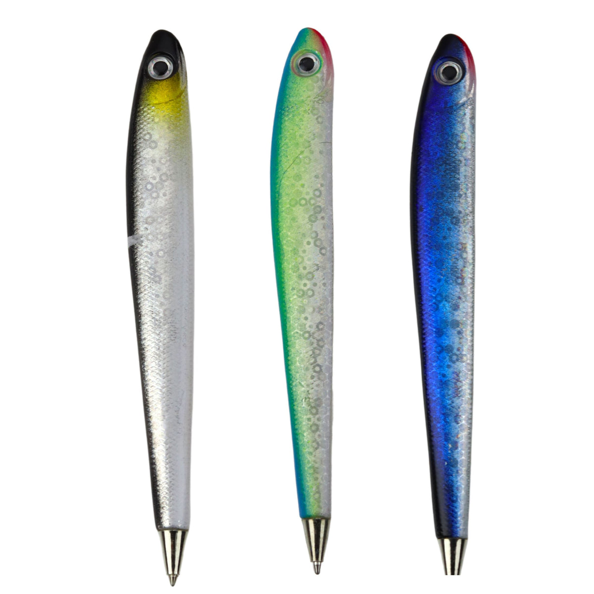 Fisch-Kugelschreiber mit schimmernder blauer Farbtinte, 12,5 cm