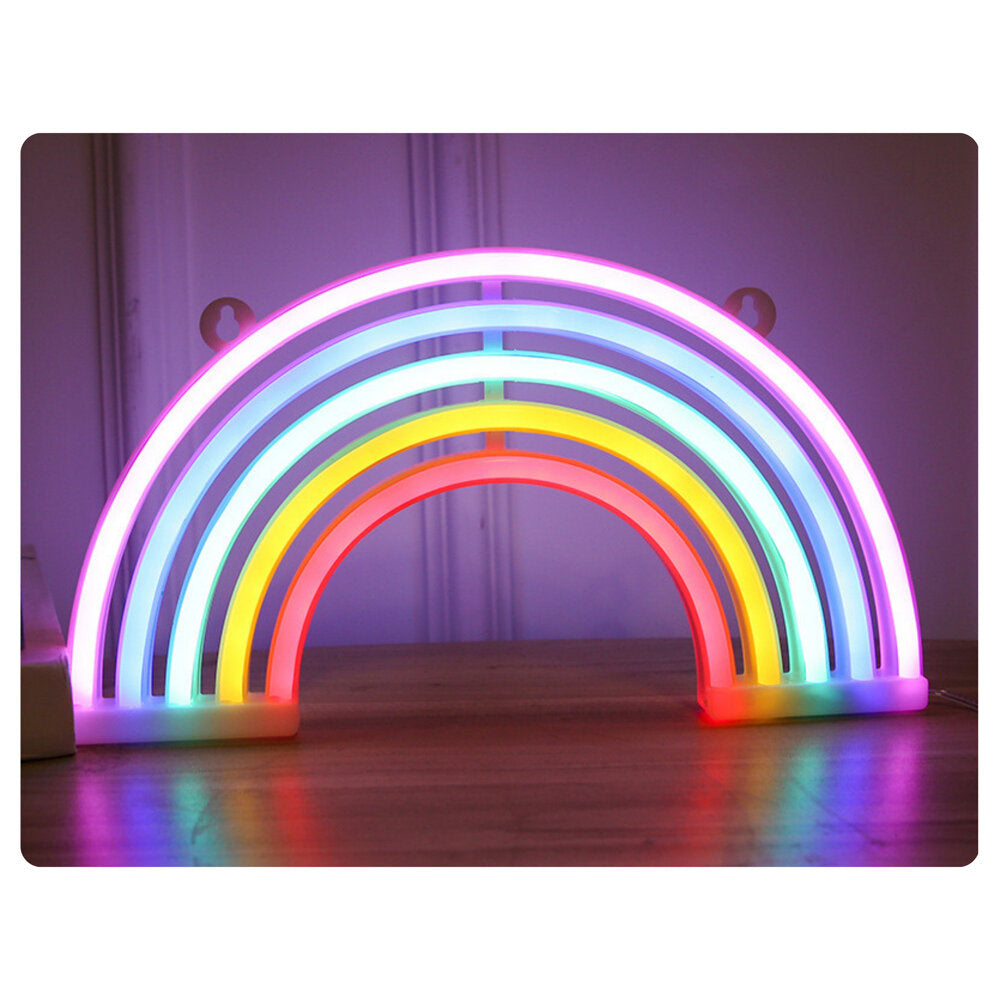 Dekoratív éjszakai fény neon szivárványos LED elemmel működik