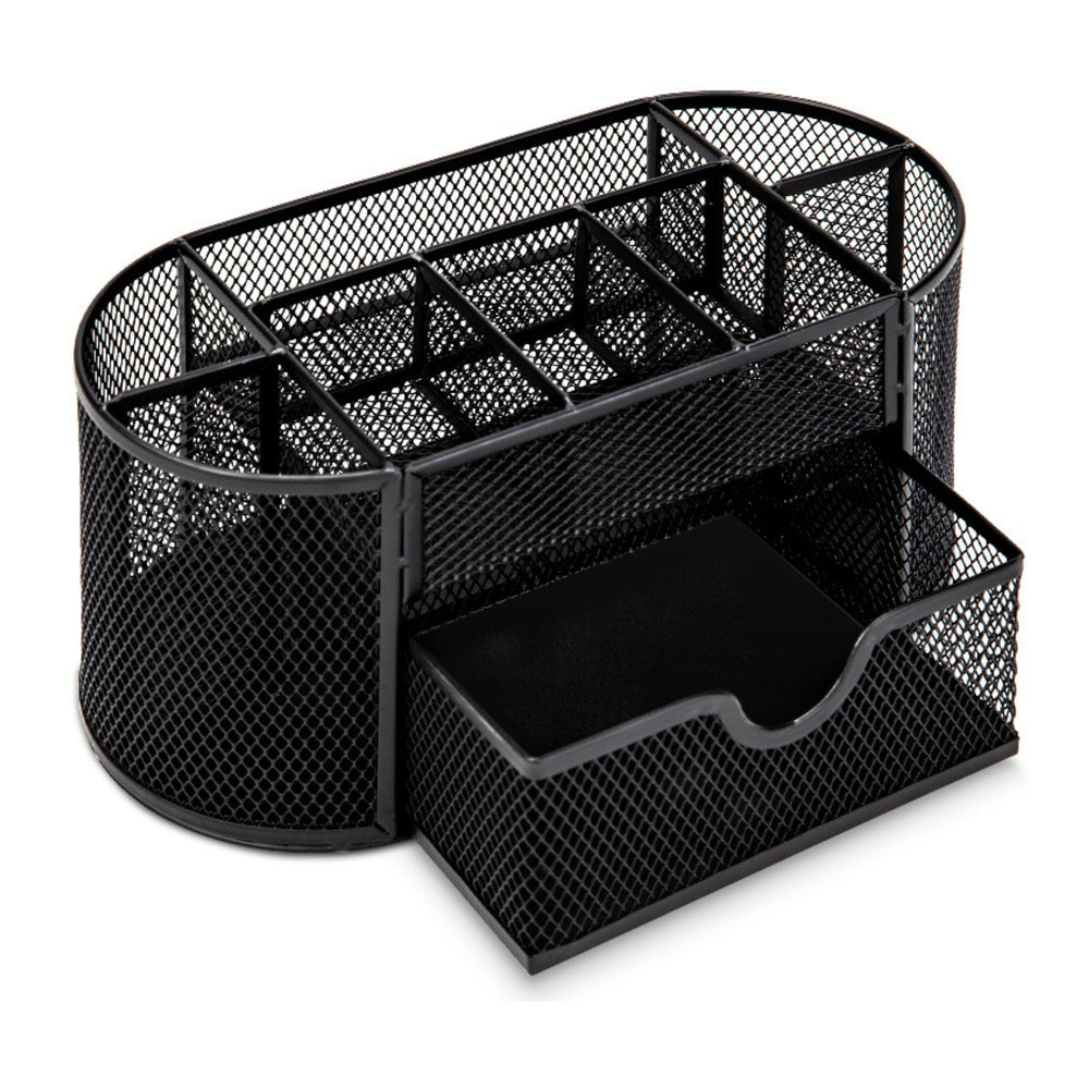 Metal Office Supplies Organizer Container With Drawer Black