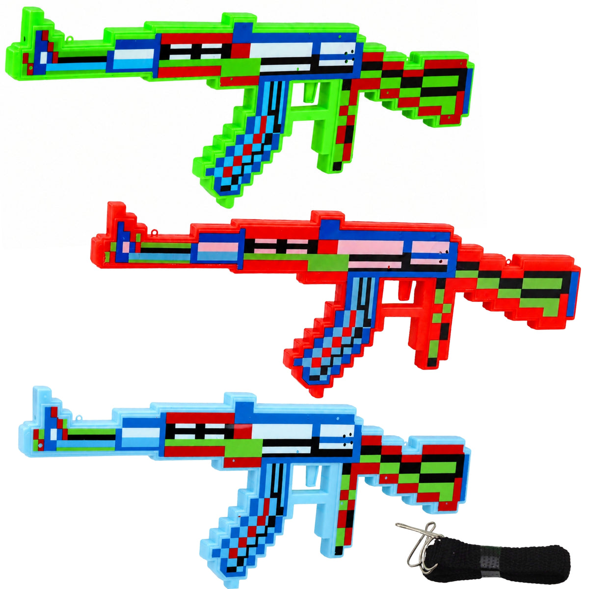 Pixel Rifle Weapon Lights Sounds Blue Green Red 39cm