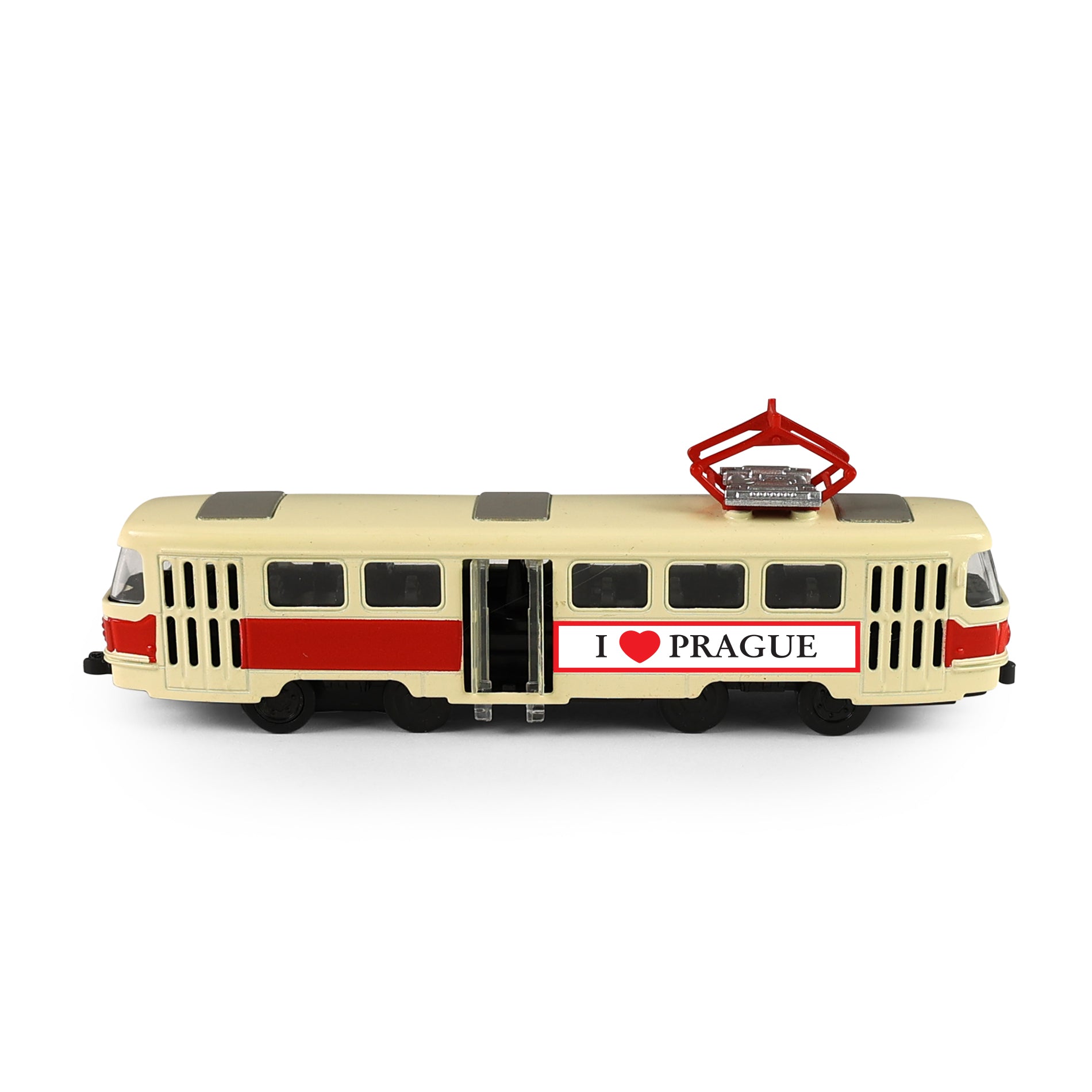 Kovová česká Retro Tram Červená 16 Cm Praha