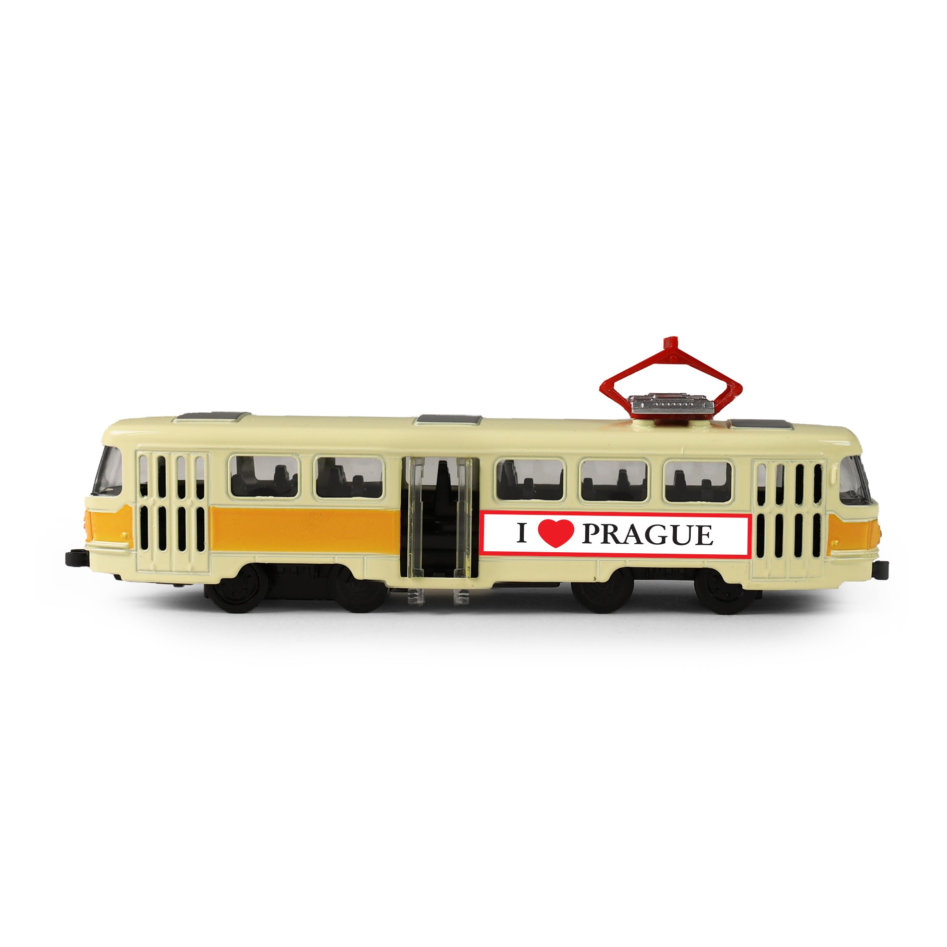 Kovová česká Retro Tram Žltá 16 Cm Praha