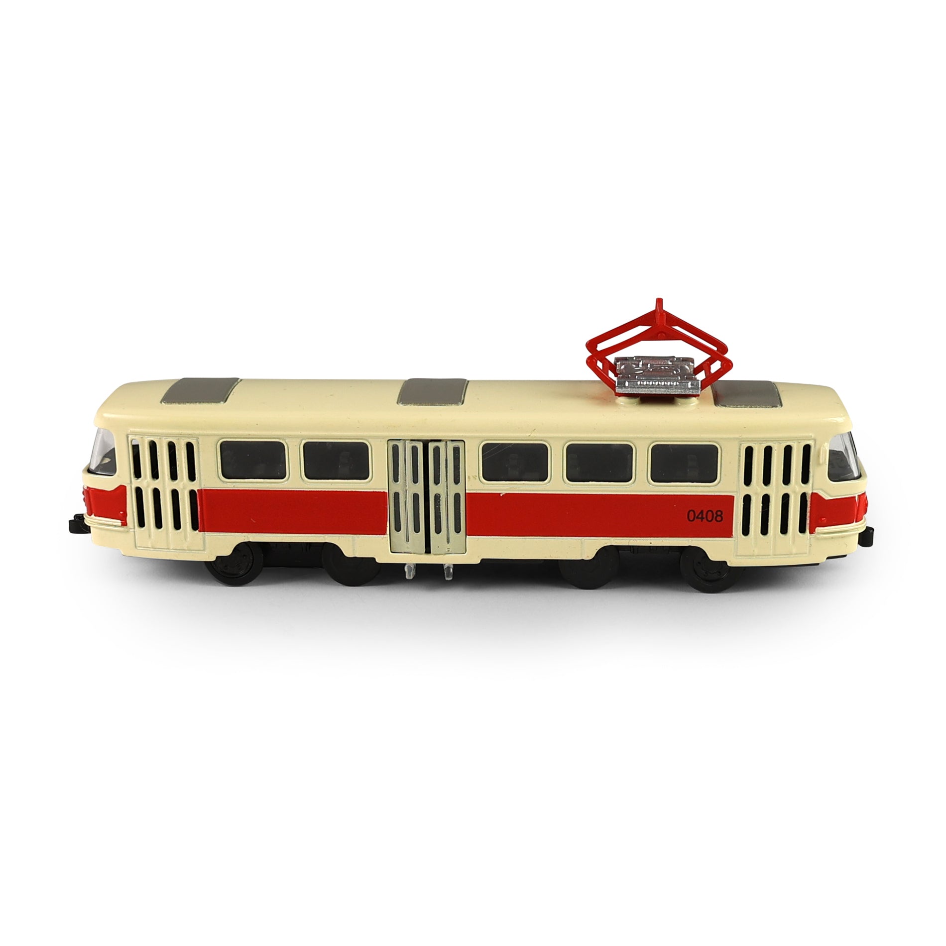 Kovová česká Retro Tram Červená 16 Cm