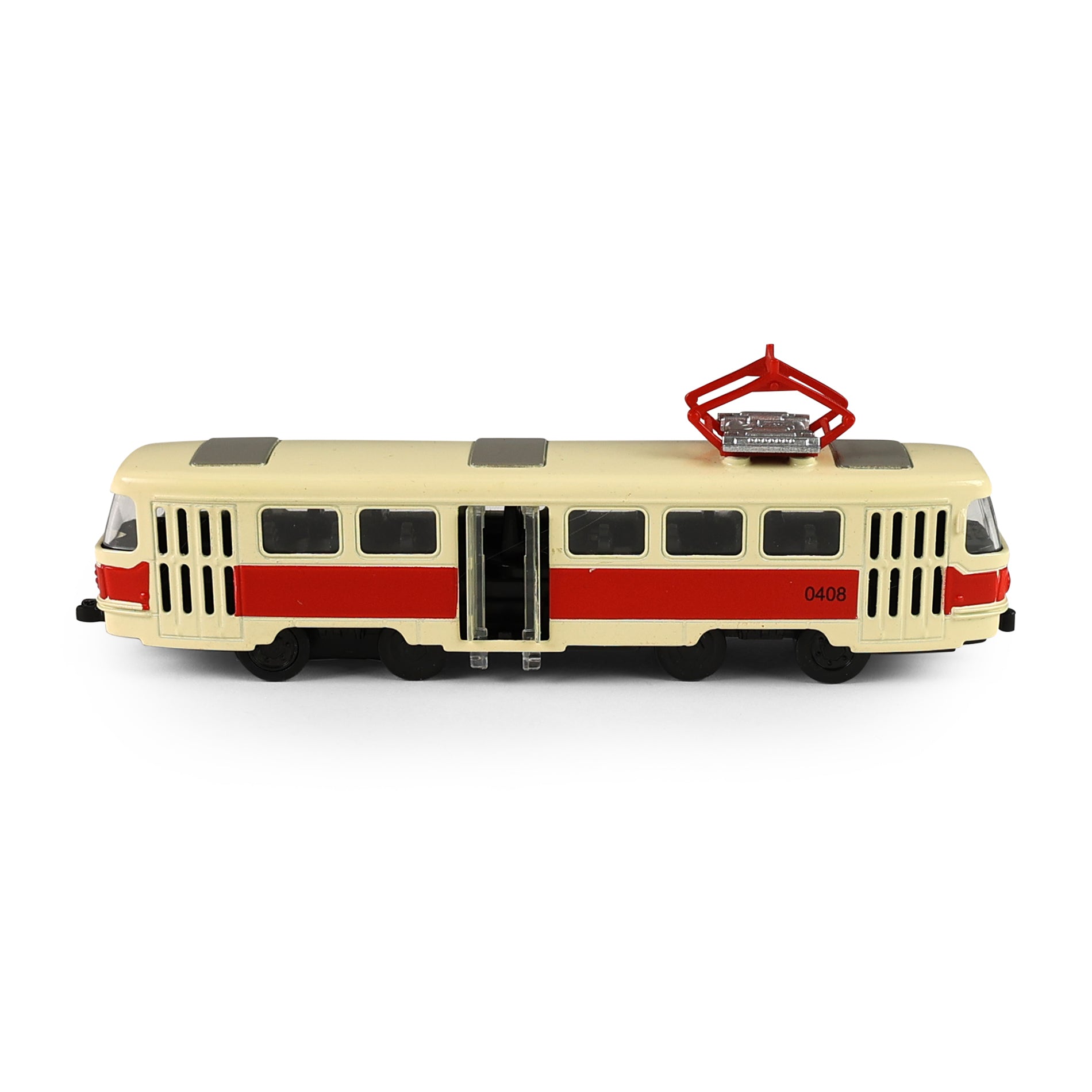 Kovová česká Retro Tram Červená 16 Cm