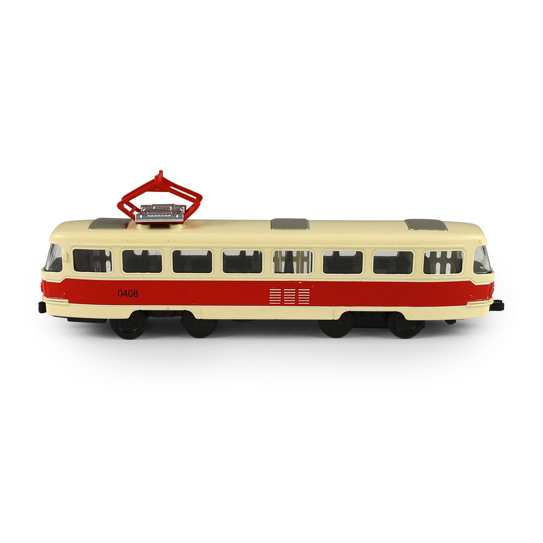 Kovová česká Retro Tram Červená 16 Cm