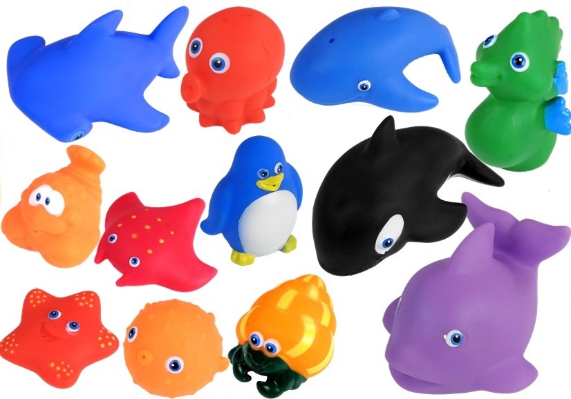 Set Of Sea Animals For Bathing Rubber Fishing Strainer 12 Pcs.