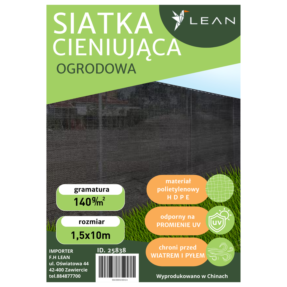Shade Net For Fence Masking Fence Green 1.5m 10m 140g/m²