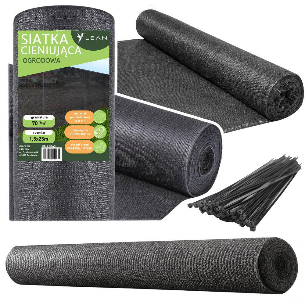 Shade Net For Fence Fence Masking Black 1.5m 25m 70g/m²