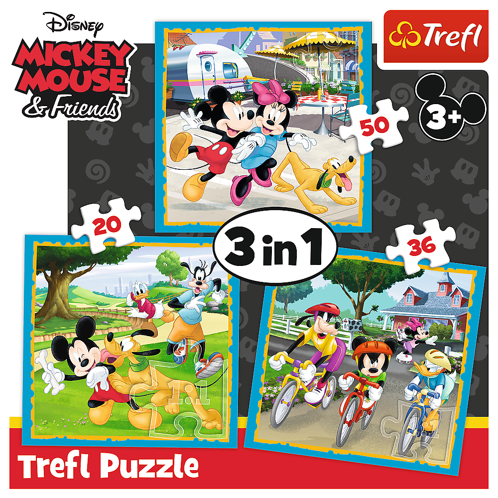 Rejtvény - 3 az 1-ben - Mickey egér a barátokkal Trefl 34846