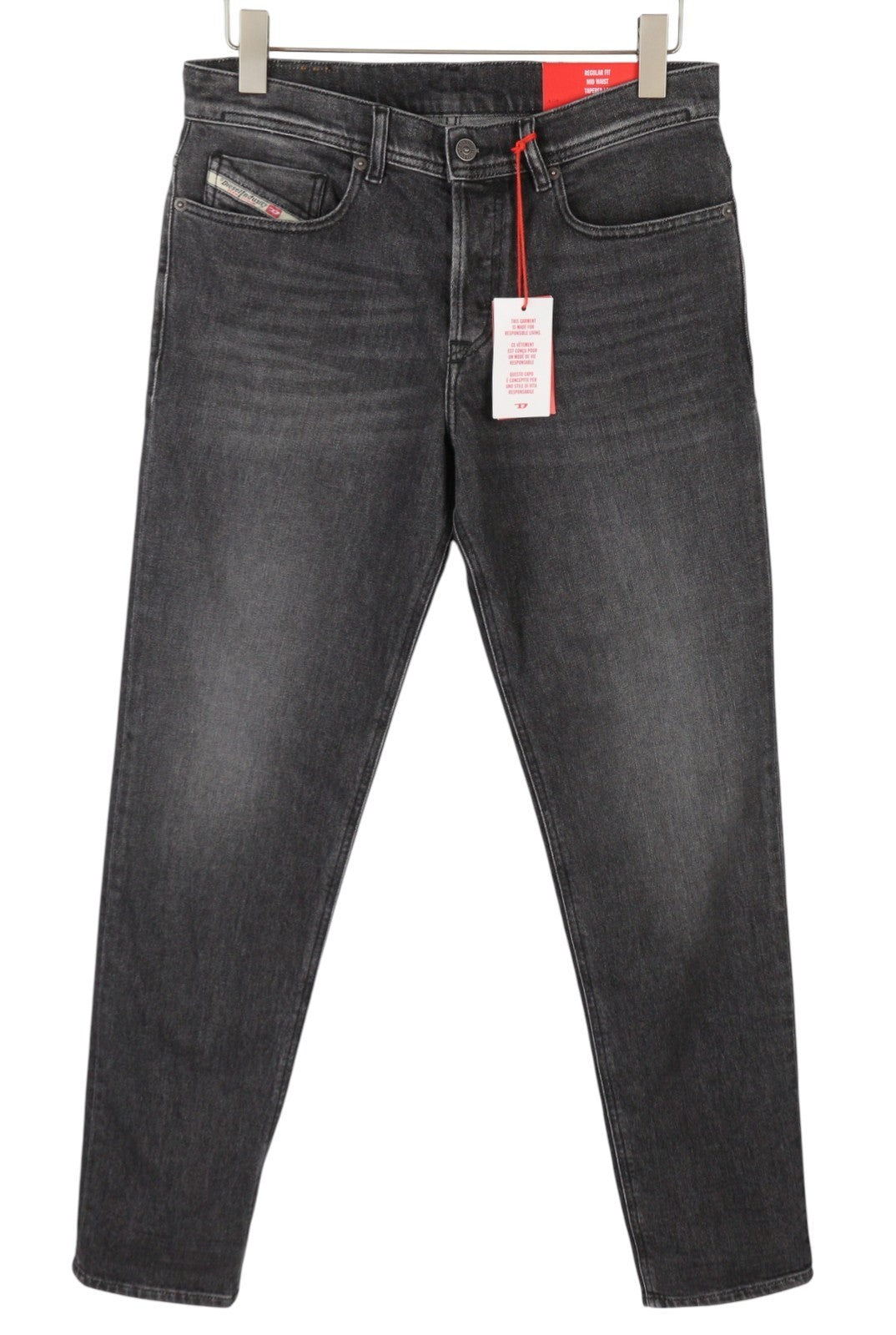 Diesel 2023 D-finitive 09f84 Jeans pour hommes, gris délavé, jambe fuselée régulière
