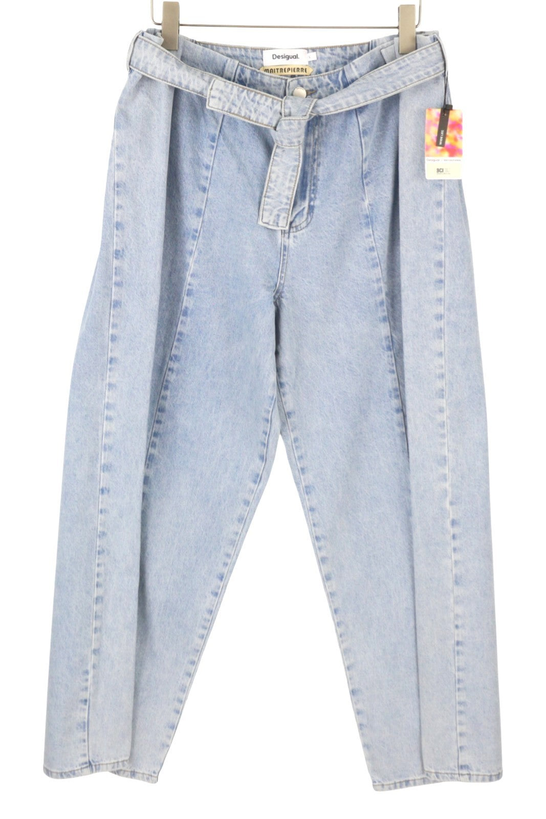 Desigual Denim Marte Women Jeansw32 Blue Fade Wide Leg Side Pleats