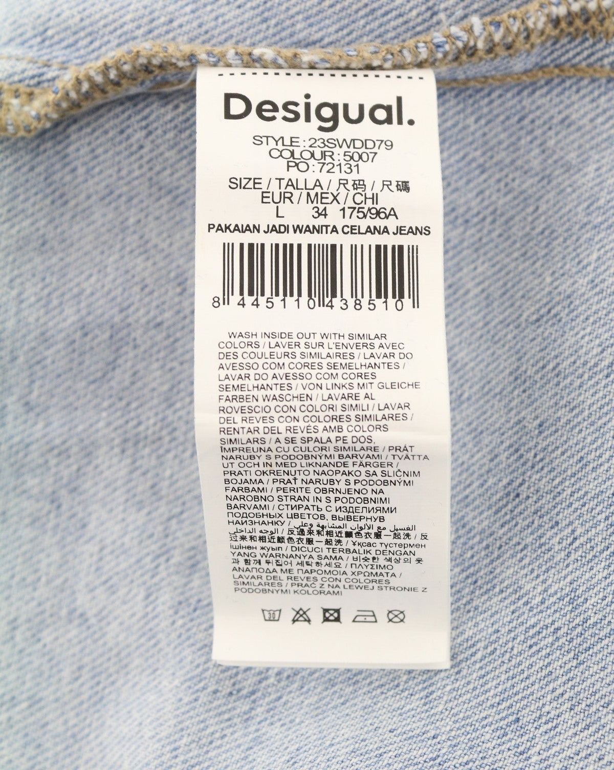 Desigual Denim Marte Women Jeansw32 Blue Fade Wide Leg Side Pleats