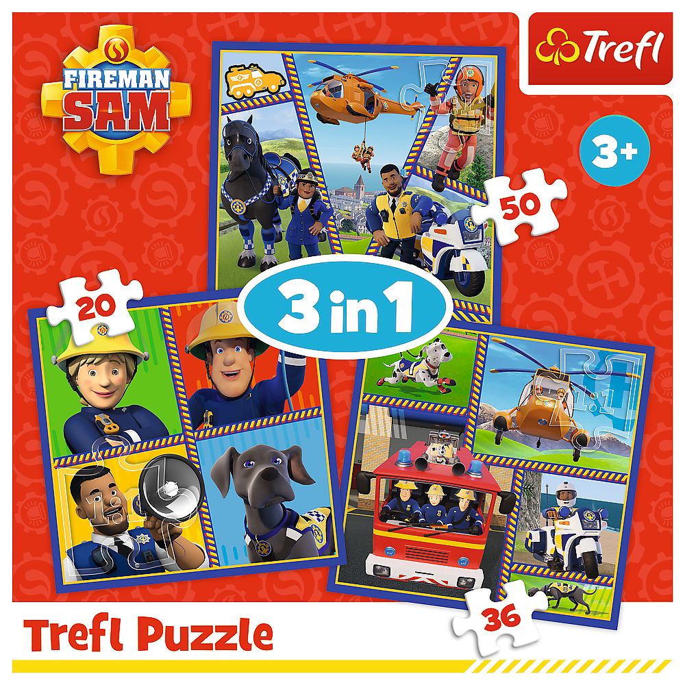 Puzzle 3in1 - Fireman Sam Day Trefl 34868