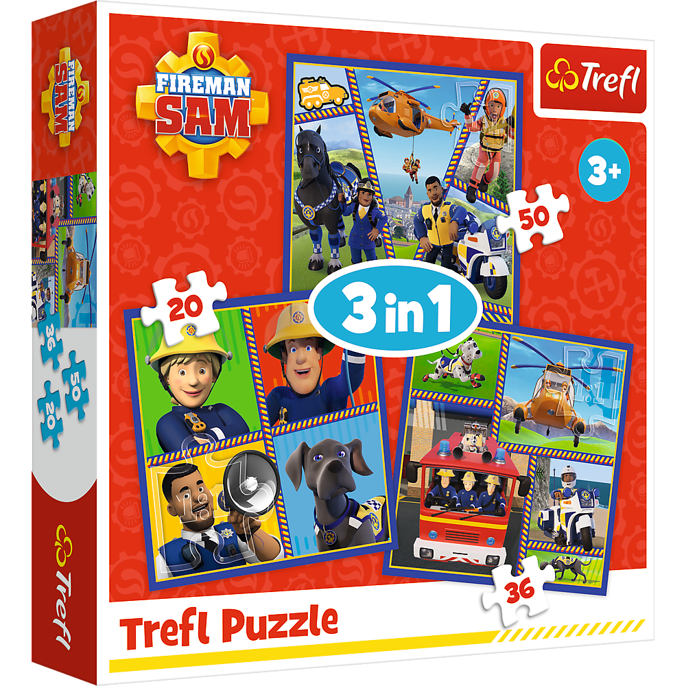 Puzzle 3in1 - Fireman Sam Day Trefl 34868