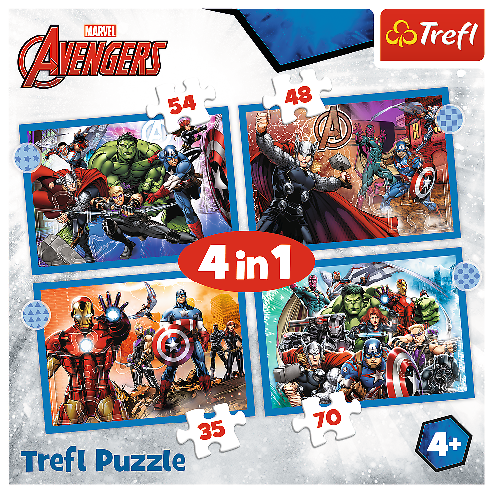Puzzle - 4 In 1 - Brave Avengers Trefl 34386