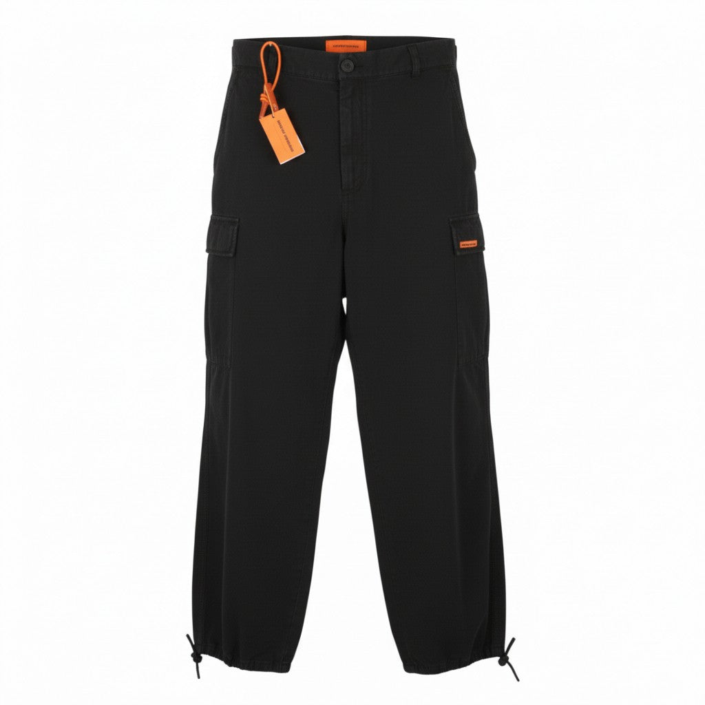 Heron Preston Vintage Wash Canvas Cargo Noir Femme Pantalonw35 Low Rrp649