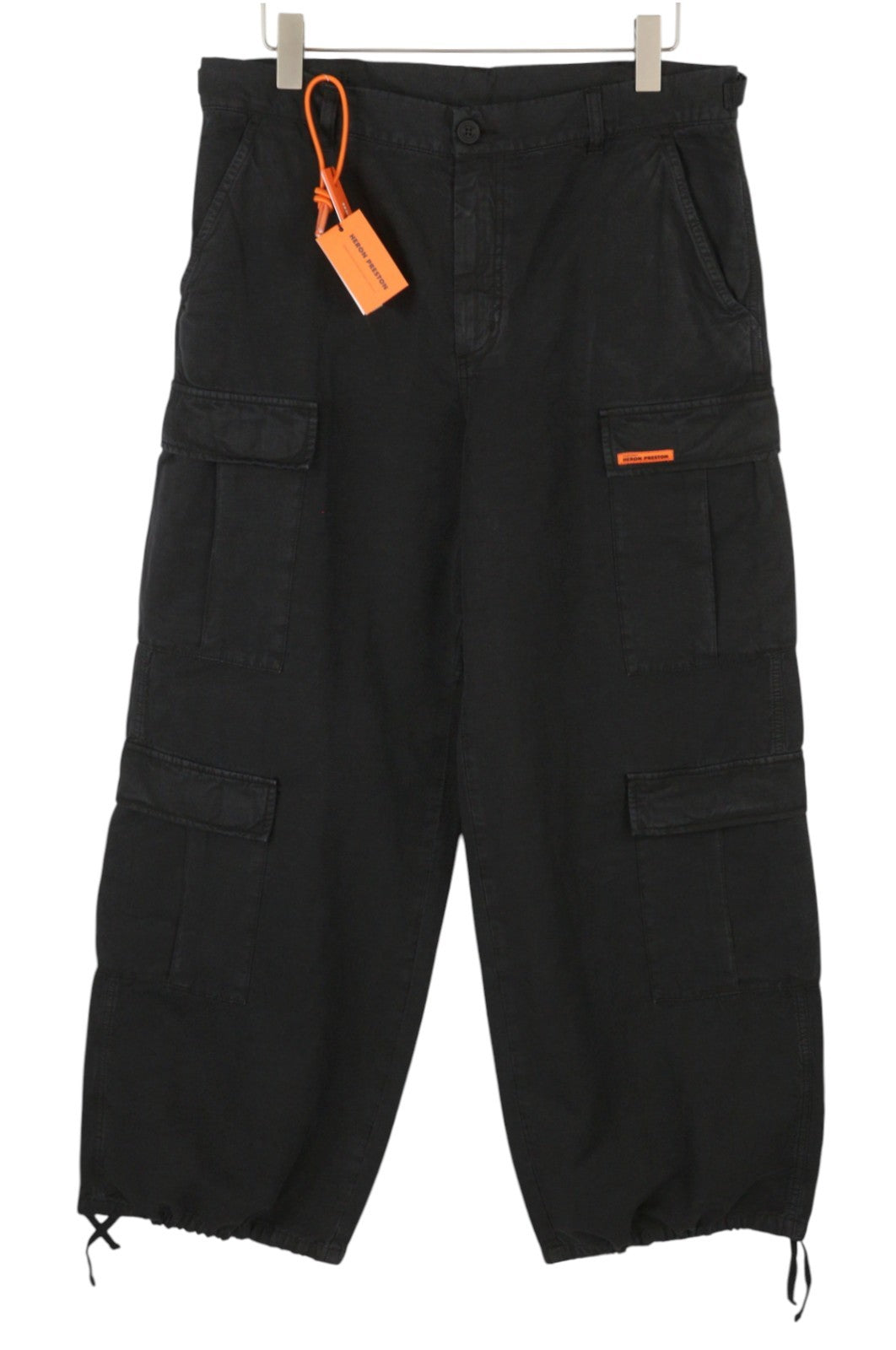 Heron Preston Vintage Wash Canvas Cargo Noir Femme Pantalonw35 Low Rrp649