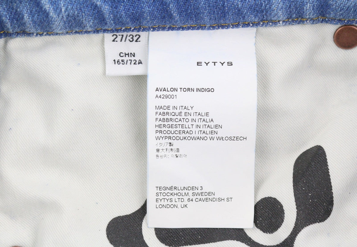 Eytys Avalon Torn Indigo Cropped Bootcut Fit Women Jeansblue Rrp370