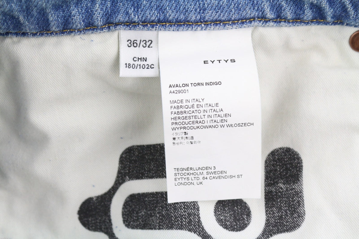 Eytys Avalon Torn Indigo Cropped Bootcut Dame Jeans Herrer Unisex Rrp370