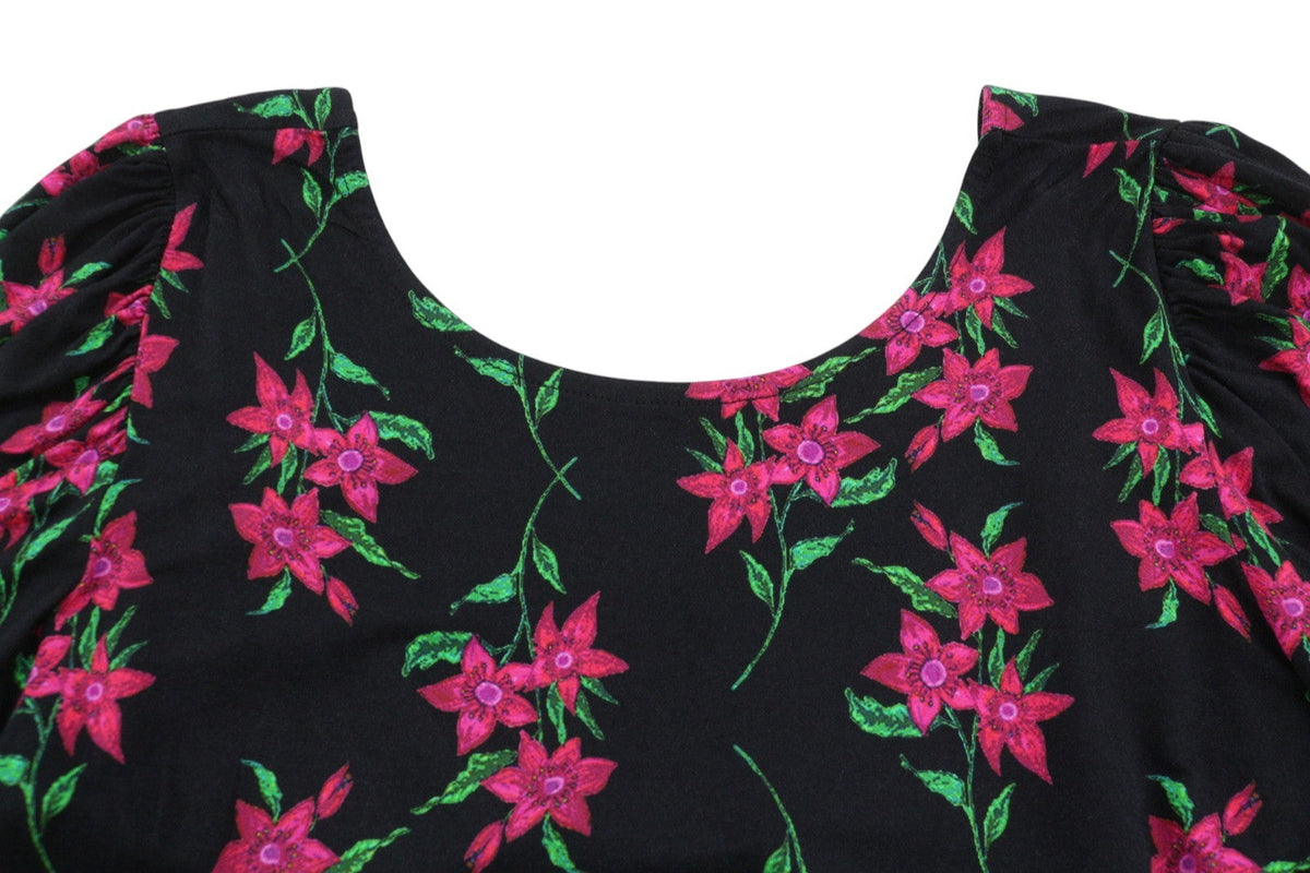 Desigual Ts Kim Mná Blouseblack Priontáil Floral Oscail Ar ais Muinchille Fada