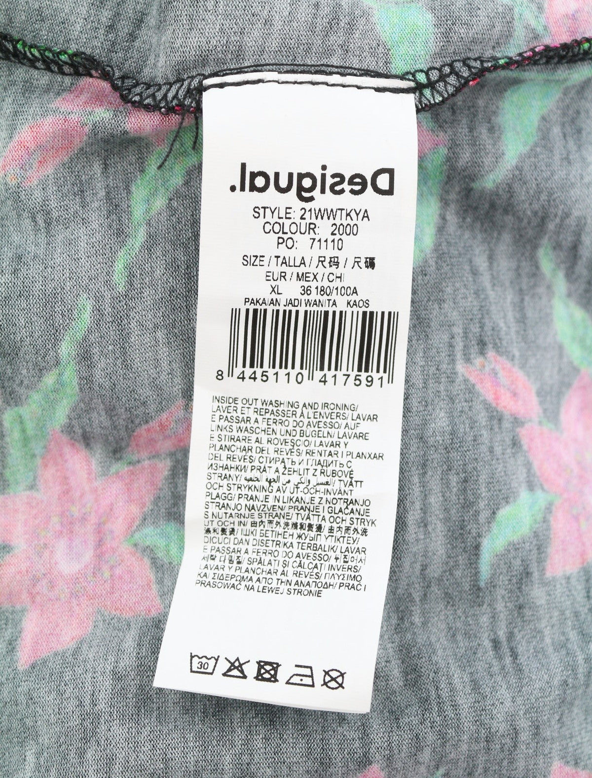 Desigual Ts Kim Mná Blouseblack Priontáil Floral Oscail Ar ais Muinchille Fada