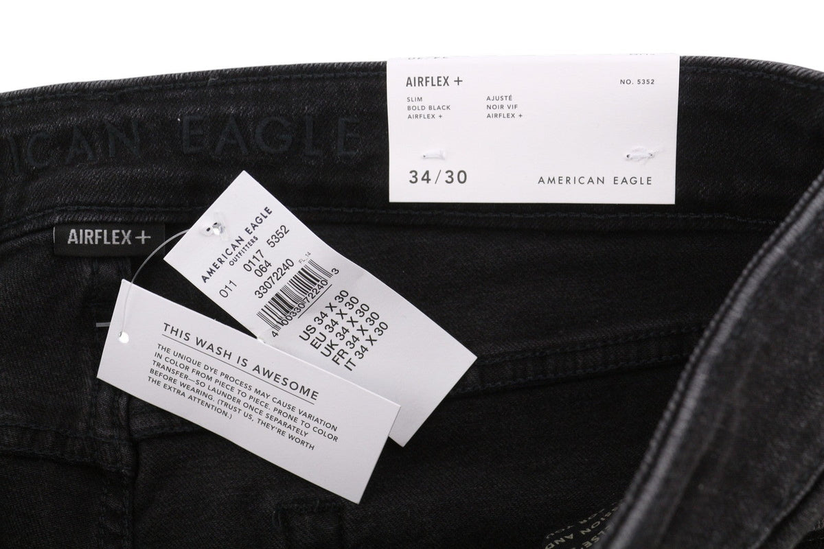 American Eagle Outfitters Airflex+ Men Jeansbold Black Slim Stretch