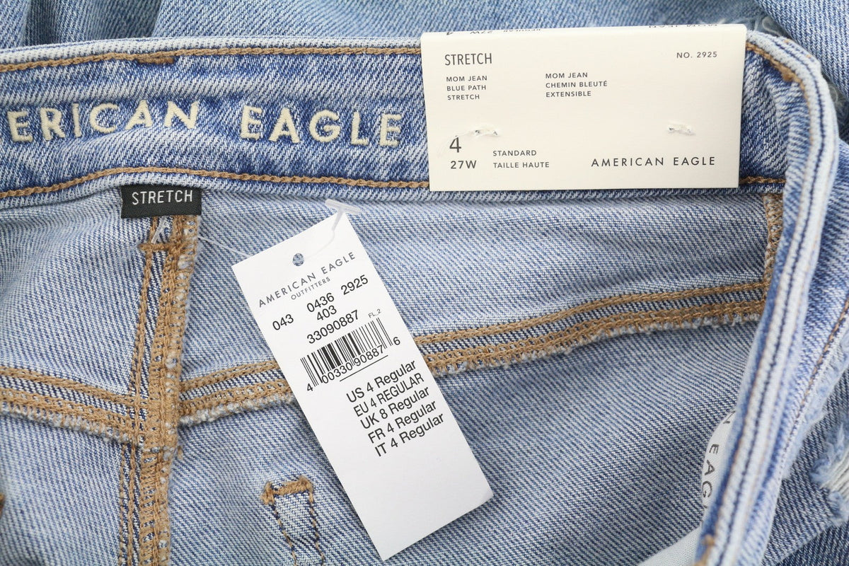 American Eagle Outfitters Mom Kvinder Jeansblue Path Stretch Distress