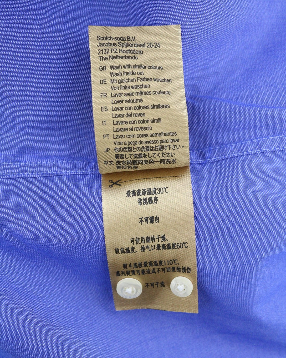 Scotch & Soda Camisa Hombre Azul Slim Fit Spread Button-up Algodón