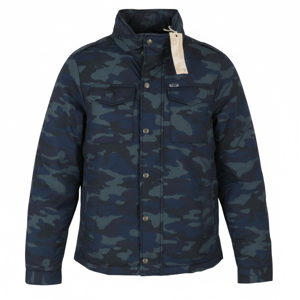 Scotch & Soda férfi kabátkék terepszínű, rejtett kapucni, bélelt teljes cipzárral
