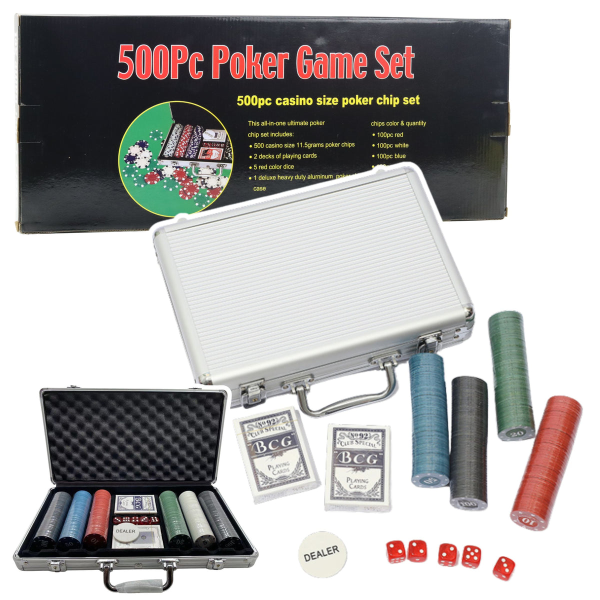 Professional Poker Set Aluminum Case 500 Pcs.